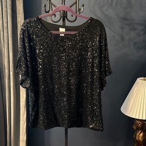 H&M Black Sequin Blouse